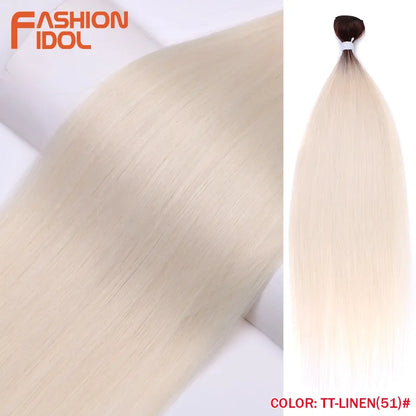 Bone Straight Hair Extensions Synthetic Bundles 24-36 Inch Multi-Color