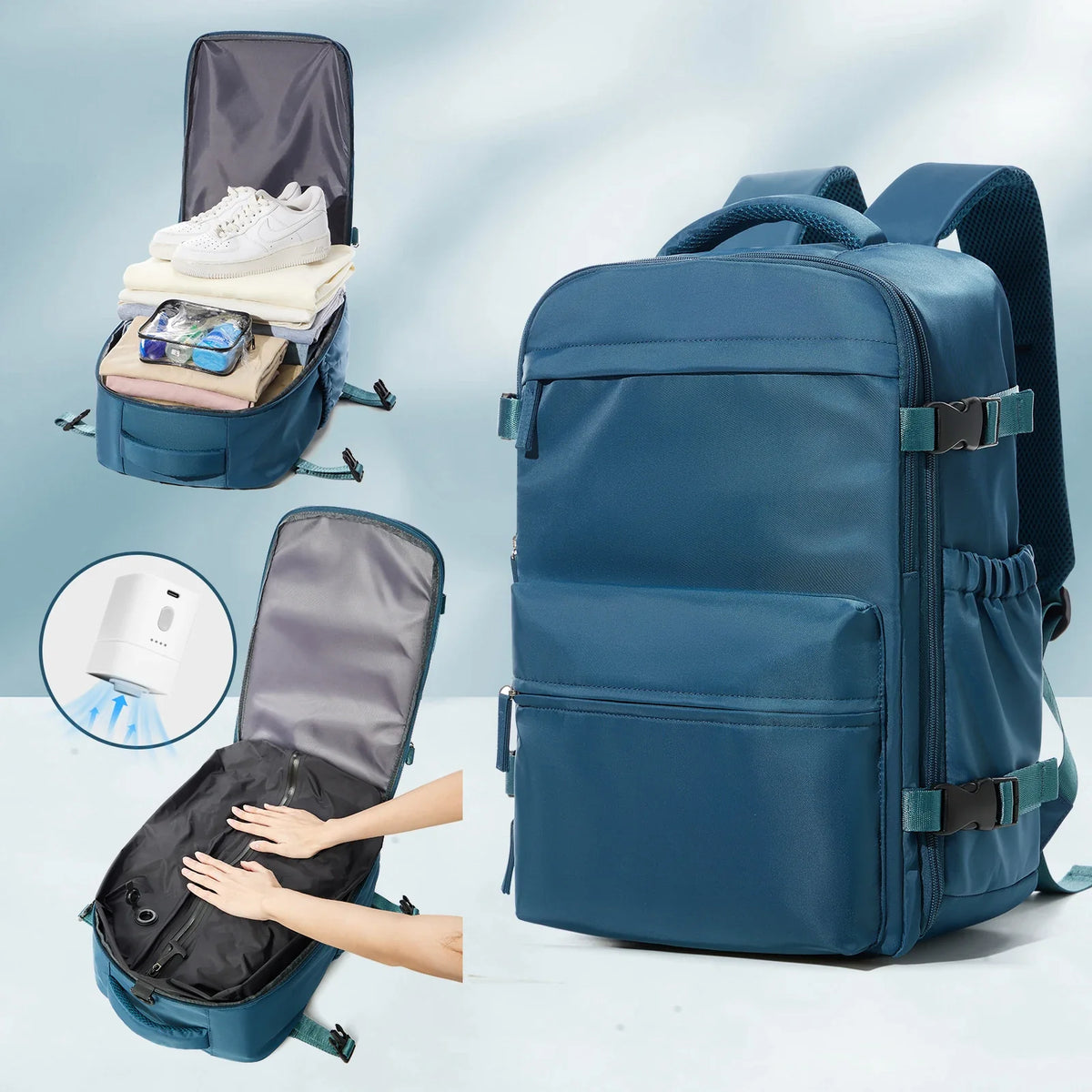 Vacuum Compression Travel Backpack – Large Capacity Expandable Laptop Bag for Men & Women