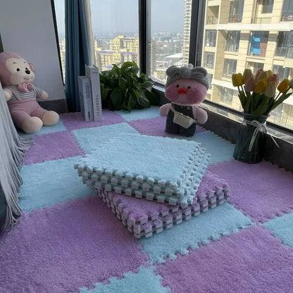 Soft Plush Interlocking Play Mat Tiles for Kids – 30x30cm Puzzle Carpet