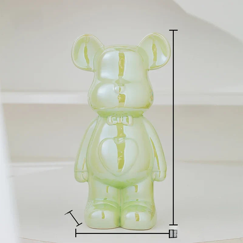 Bear Brick Ceramic Statue – Holographic Iridescent Bear Figurine Decor