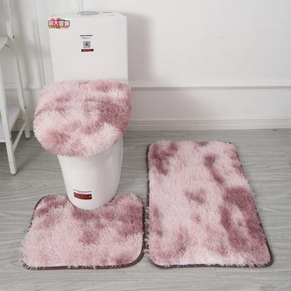 Bathroom Rug Set 3-Piece – Plush Non-Slip Bath Mat & Toilet Seat Cover