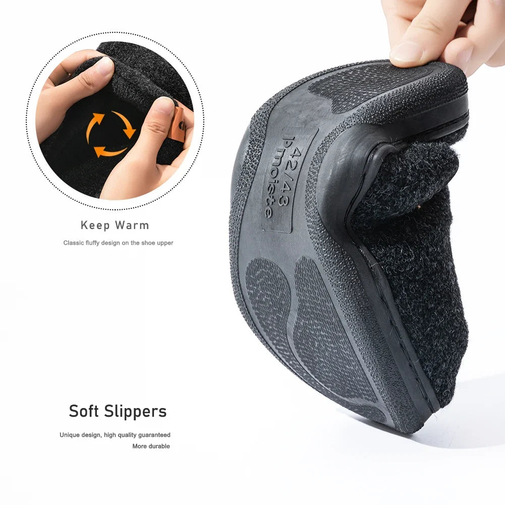 Winter Platform House Slippers – Warm Felt Non-Slip Indoor Shoes