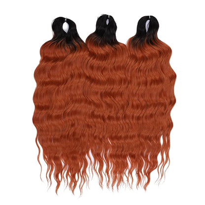 24 Inch Water Wave Crochet Braiding Hair Extensions – Synthetic Ombre