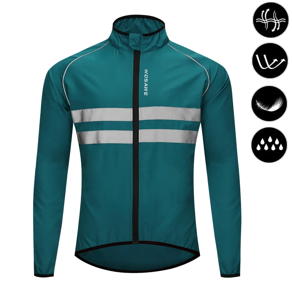 Men's Cycling Windbreaker Jacket – Water-Resistant MTB Long Sleeve Coat