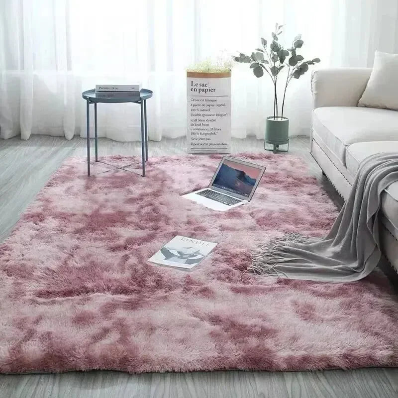 Gradient Shag Rug – Soft Non-Slip Machine Washable Carpet for Bedroom & Living Room
