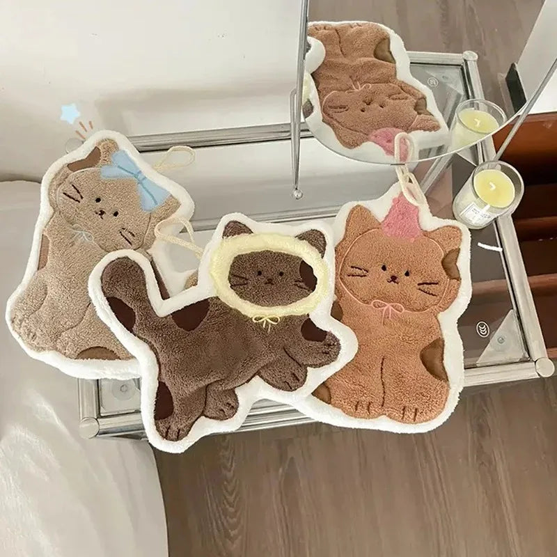 Cute Cat-Shaped Hand Towel – Hanging Absorbent Towel for Kids