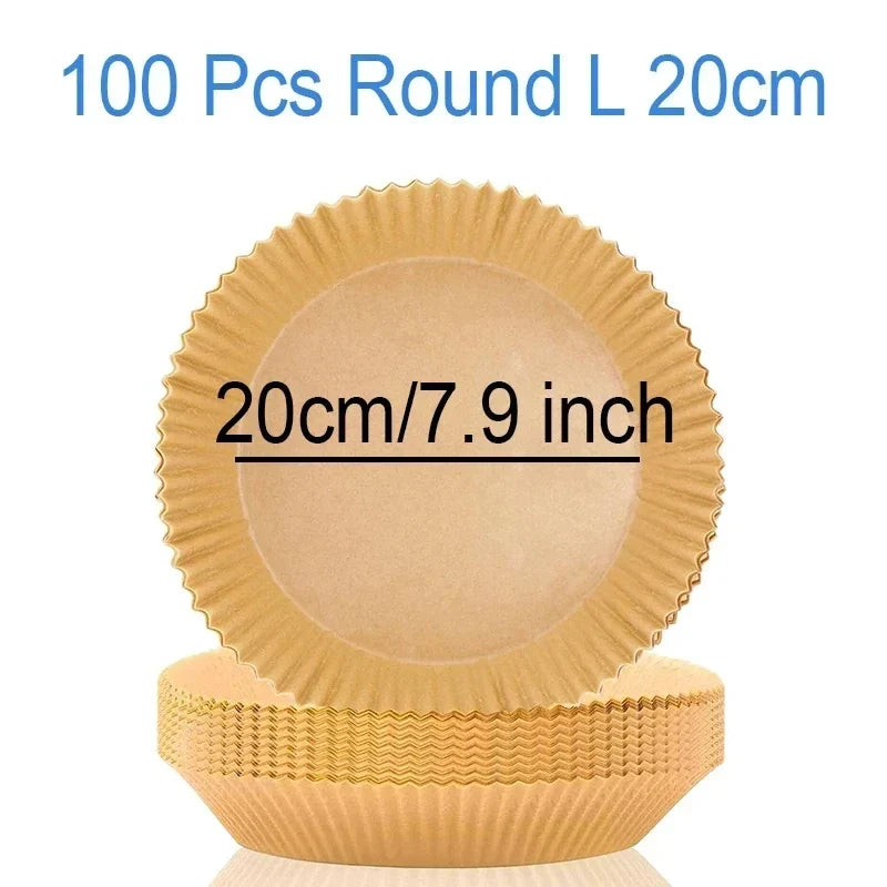 Air Fryer Parchment Paper Liners – Round & Square, 50–300 Pcs
