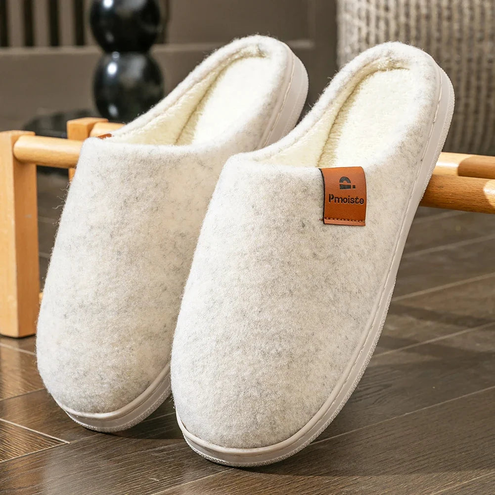Men's Winter Warm Slippers – Fleece-Lined Non-Slip Indoor House Shoes