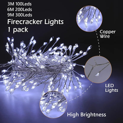 USB Firecracker Fairy String Lights with Remote Control for Wedding Party Garden