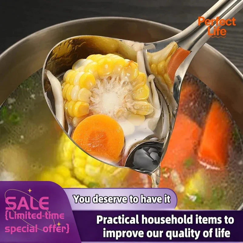 Stainless Steel Oil Skimmer Spoon – Soup Fat Separator & Colander Ladle