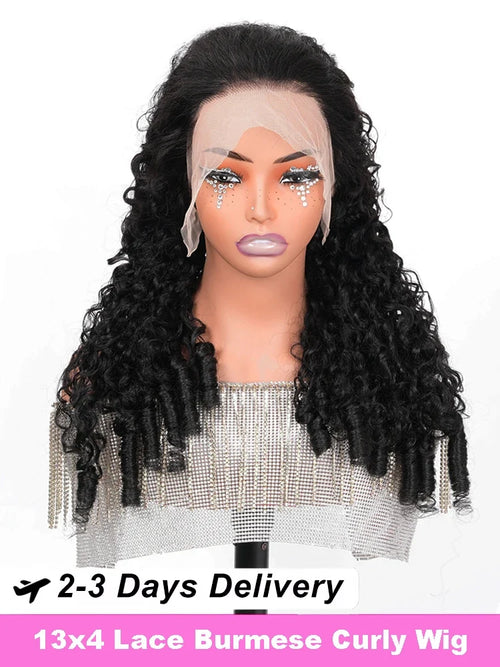 Burmese Curly Deep Wave Human Hair Wig – 13x4 HD Lace Front, 200%/250% Density