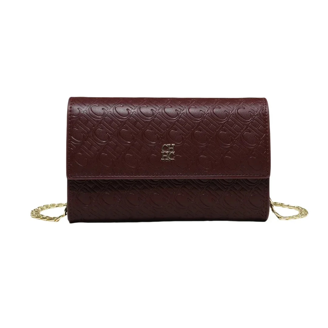 Women's Chain Crossbody Bag – Letter Print PU Leather Flap Shoulder Purse