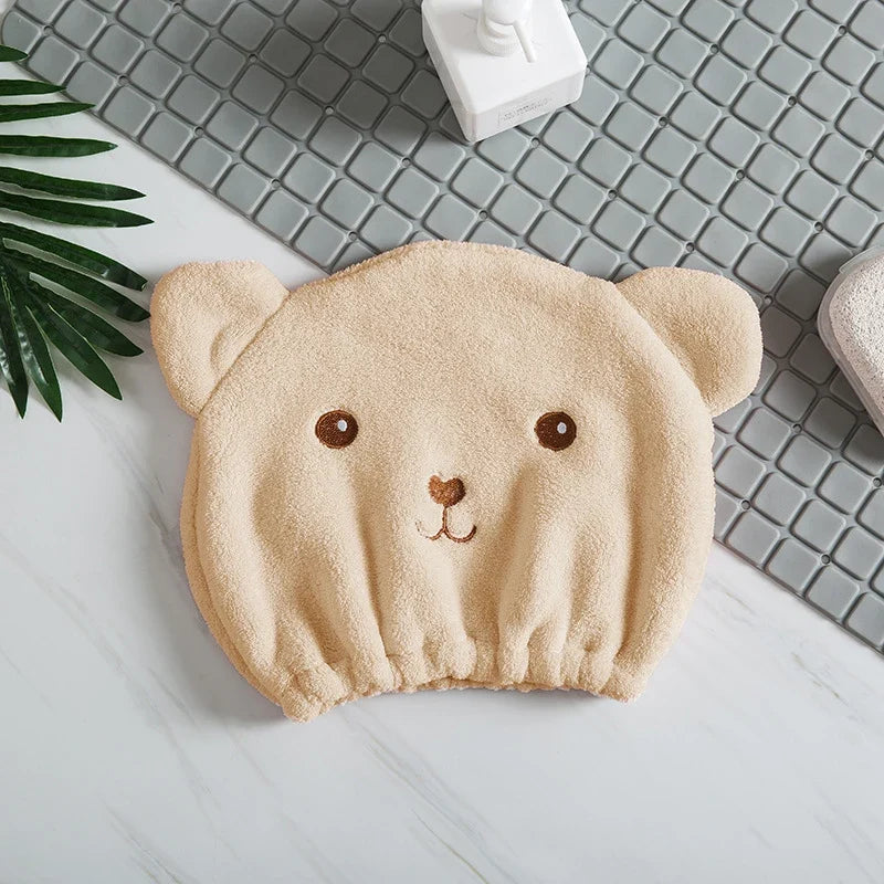 Microfiber Hair Drying Cap – Cute Bear Quick-Dry Towel Hat