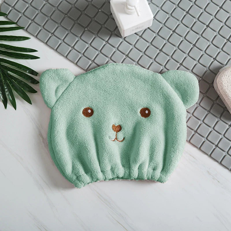 Microfiber Hair Drying Cap – Cute Bear Quick-Dry Towel Hat