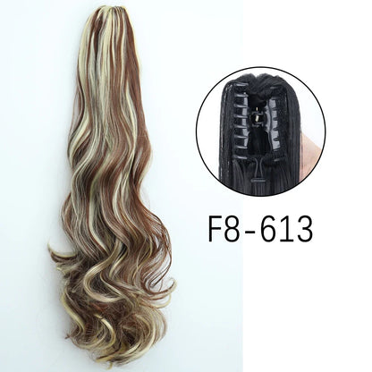 Claw Clip Ponytail Extension 24 Inch Wavy Synthetic Hair Heat Resistant