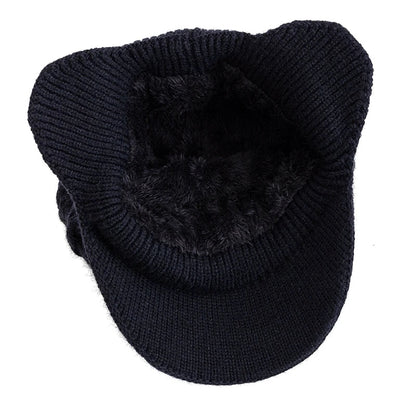 Winter Knit Earflap Beanie Cap – Fur Lined Warm Ski Hat
