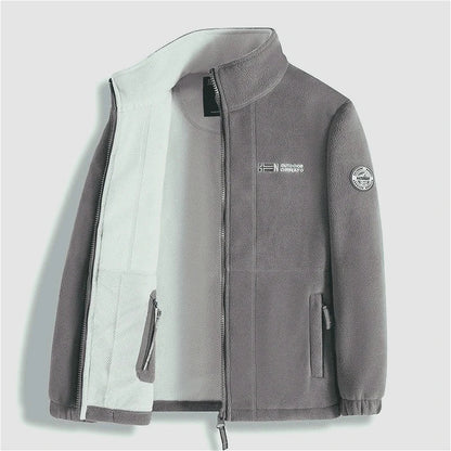 Men's Thick Polar Fleece Jacket – Full-Zip Warm Outdoor Winter Coat