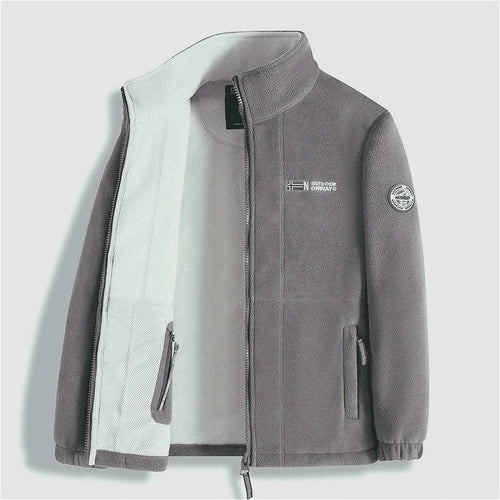 Men's Thick Polar Fleece Jacket – Full-Zip Warm Outdoor Winter Coat