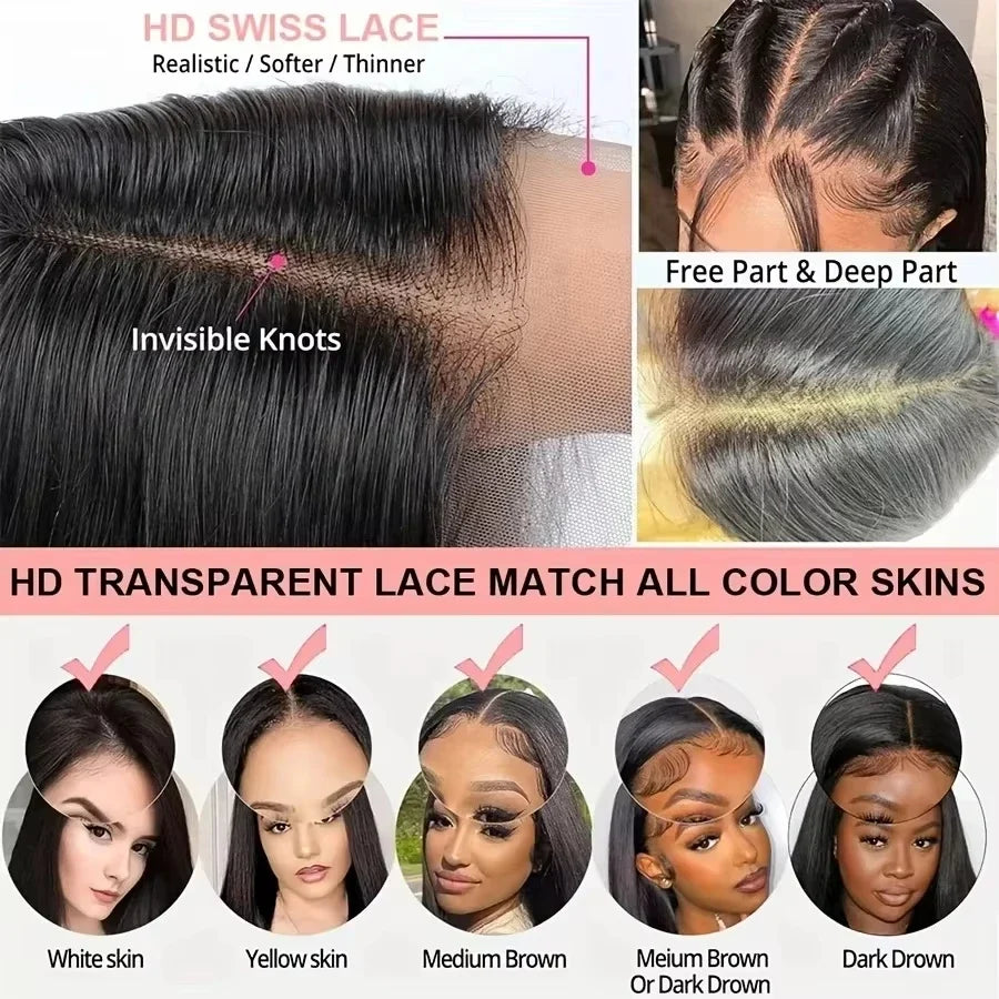 Bone Straight Human Hair Wig – HD Lace Glueless 250% Density