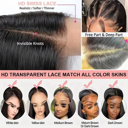 Bone Straight Human Hair Wig – HD Lace Glueless 250% Density