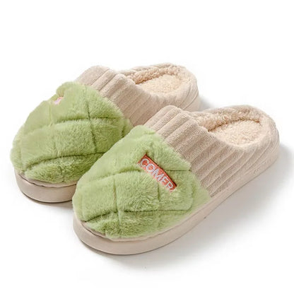 Plush Indoor Slippers – Quilted Faux Fur Anti-Slip Winter House Shoes