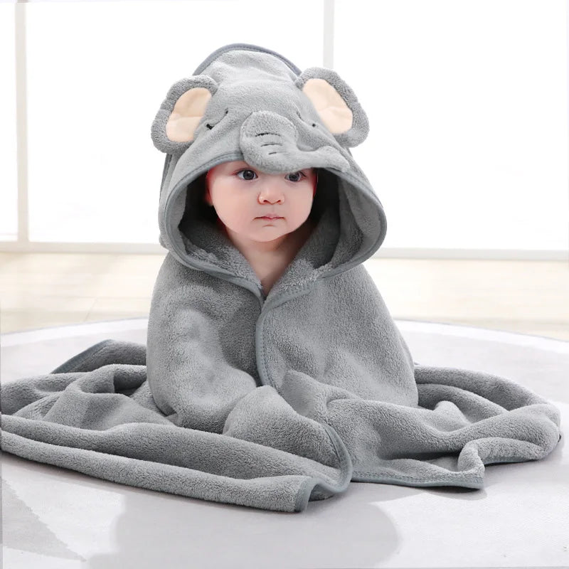 Baby Hooded Bath Towel – Soft Cartoon Animal Bathrobe Wrap for Newborns