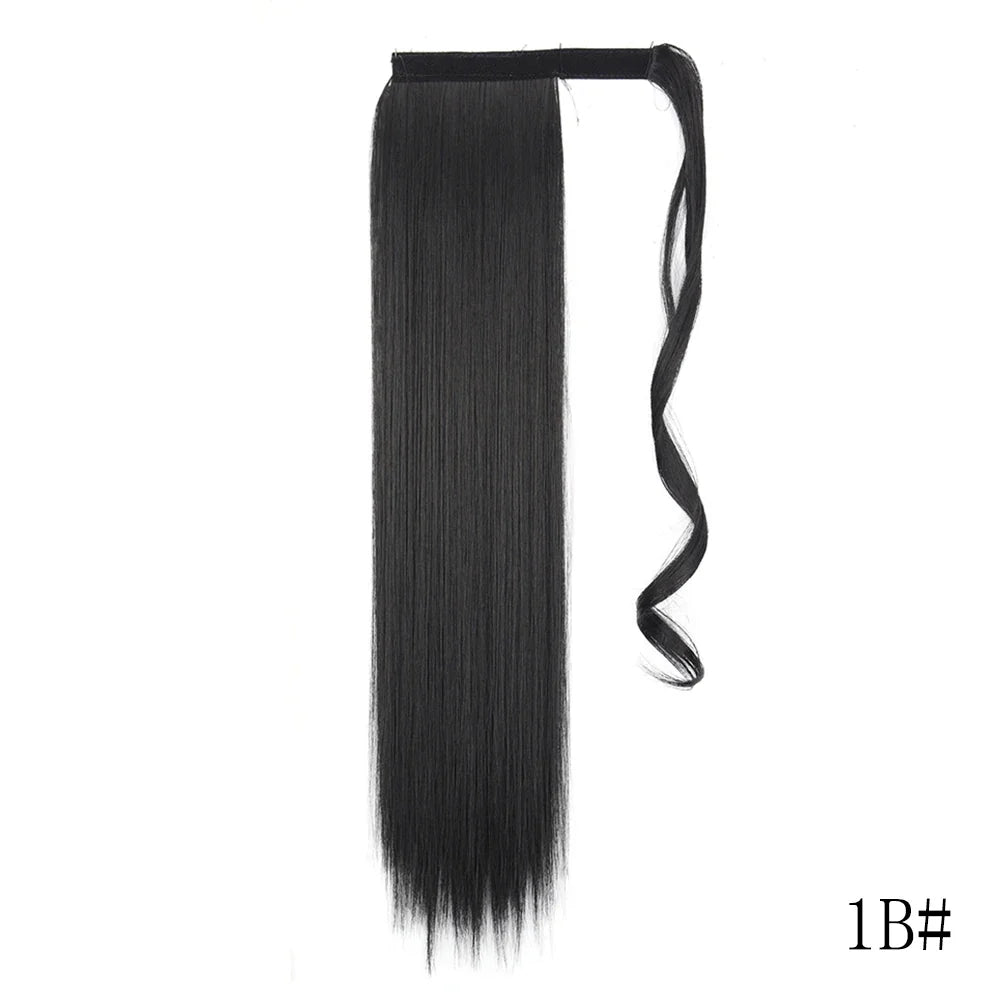 Wrap Around Ponytail Extension – Long Straight Synthetic Clip-In