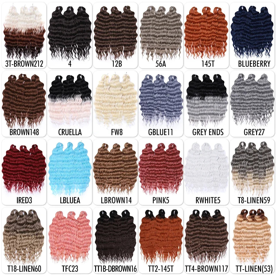 24 Inch Water Wave Crochet Braiding Hair Extensions – Synthetic Ombre