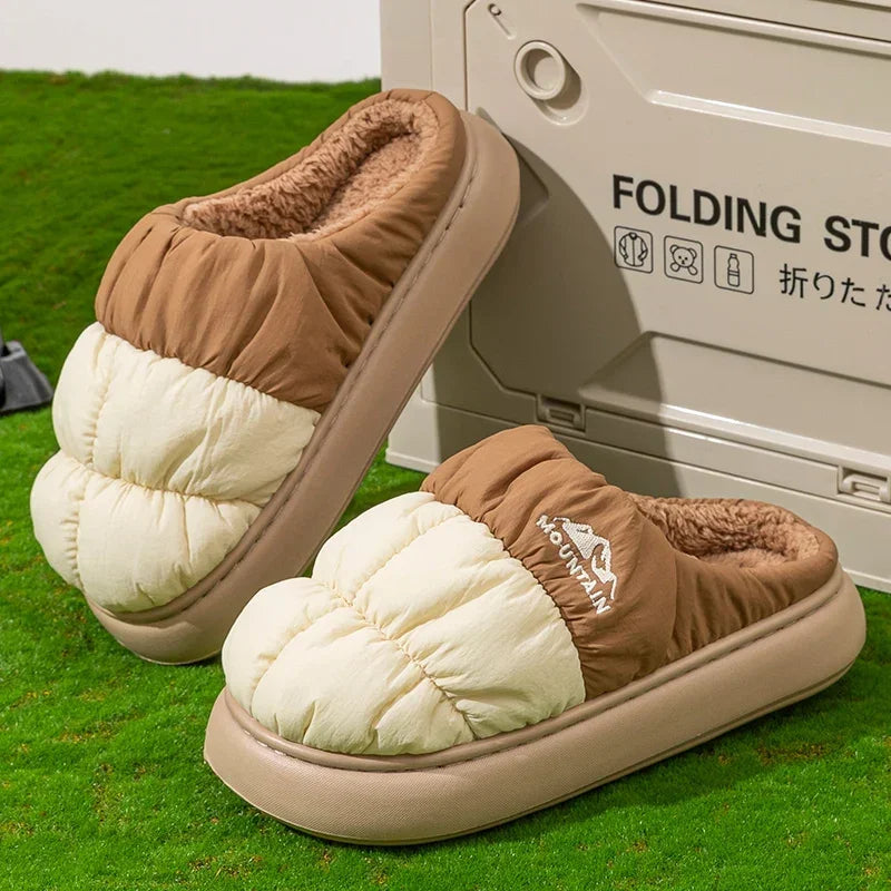 Winter Slippers Women – Waterproof Long Plush, Thick Sole, Non-Slip