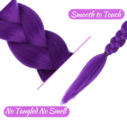 Purple Braided Clip Ponytail Hair Extension – 26 Inch Long Braid Hairpiece