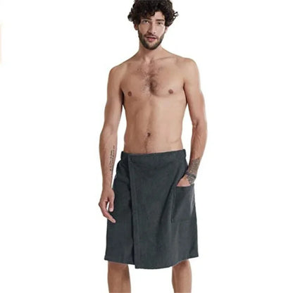 Men's Wearable Bath Towel Wrap with Pocket – Sauna & Spa
