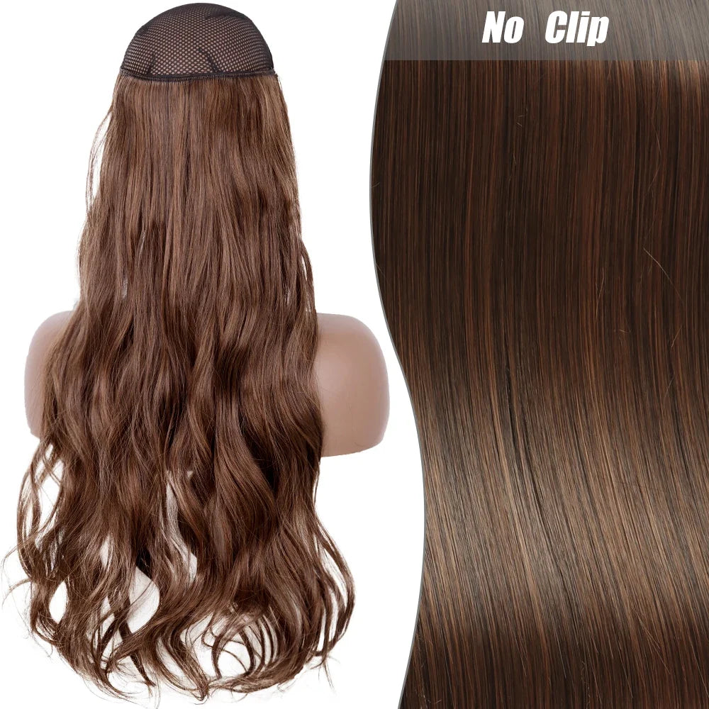Clip-Free Straight Hair Extension Long Synthetic Hairpiece