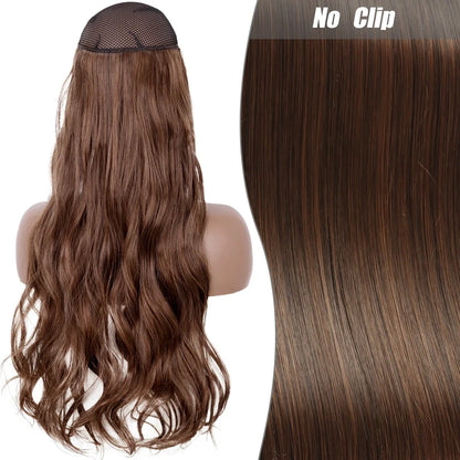 Clip-Free Straight Hair Extension Long Synthetic Hairpiece