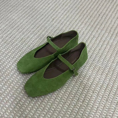 Women's Soft Suede Ballet Flats – Mary Jane Slip-On Shoes