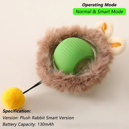 Interactive Pet Ball Toy – Auto-Rolling, Rechargeable, Faux Tail