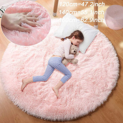 Fluffy Round Rug – Ultra-Soft Plush Mat for Bedroom & Living Room