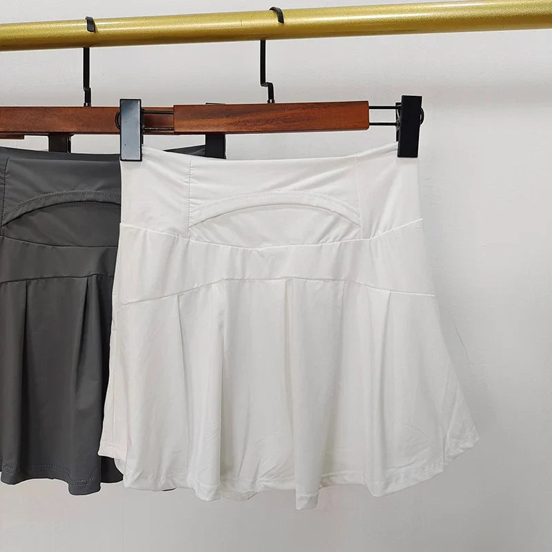 Women's Ice Silk Skort – Quick-Dry High-Waist Tennis Skirt