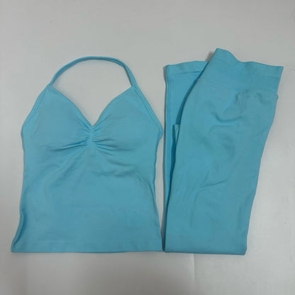 Women's 2-Piece Yoga Set – Backless Tank Top & Scrunch Leggings