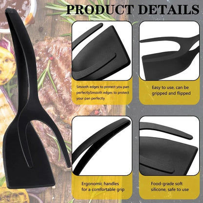 2-in-1 Flip Spatula Tongs – Non-Stick Nylon Kitchen Tool