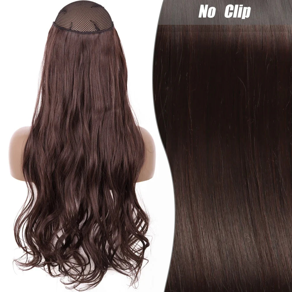 Clip-Free Straight Hair Extension Long Synthetic Hairpiece