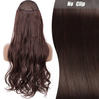 Clip-Free Straight Hair Extension Long Synthetic Hairpiece