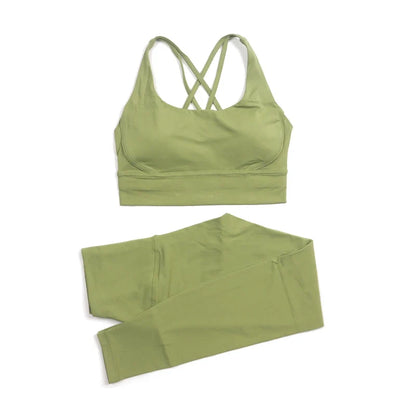 Women's Nylon Yoga Set – Sports Bra & Leggings 2-Piece