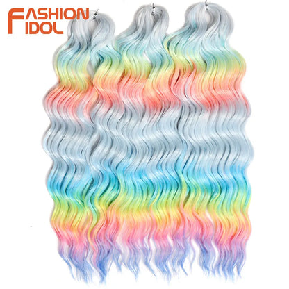 24 Inch Water Wave Crochet Braiding Hair Extensions – Synthetic Ombre