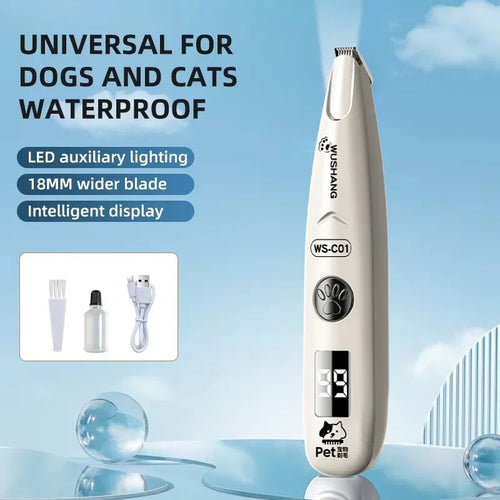 Pet Electric Hair Trimmer with LED Light & Digital Display