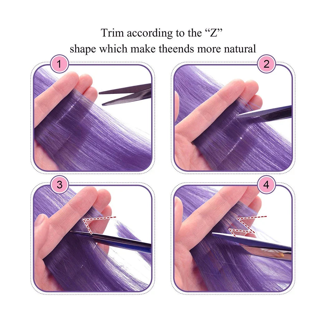 Clip-In Hair Extensions 6pcs – Colorful Highlight Streaks with Tinsel, 22 Inches