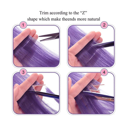 Clip-In Hair Extensions 6pcs – Colorful Highlight Streaks with Tinsel, 22 Inches