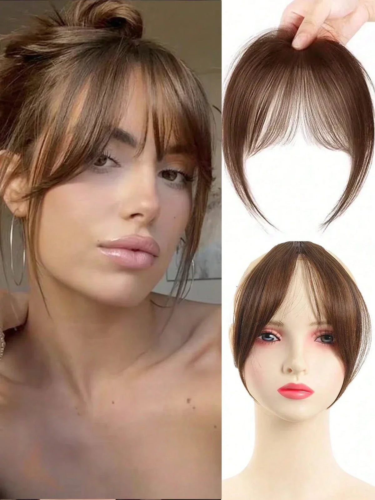 Clip-In Bangs Hair Extension Natural Seamless Side Swept Fringe