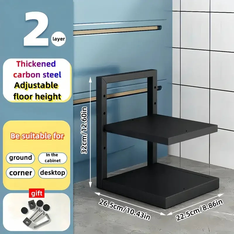 Multi-Tier Pot Rack Organizer – Adjustable Carbon Steel
