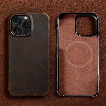 Genuine Leather MagSafe iPhone Case - Full Grain Cowhide, iPhone 15-16 Series