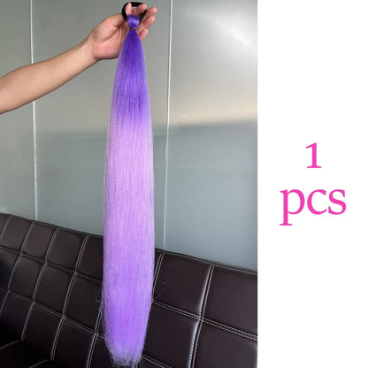 Long Straight Ponytail Extension 2pcs – Synthetic Hair with Rubber Band